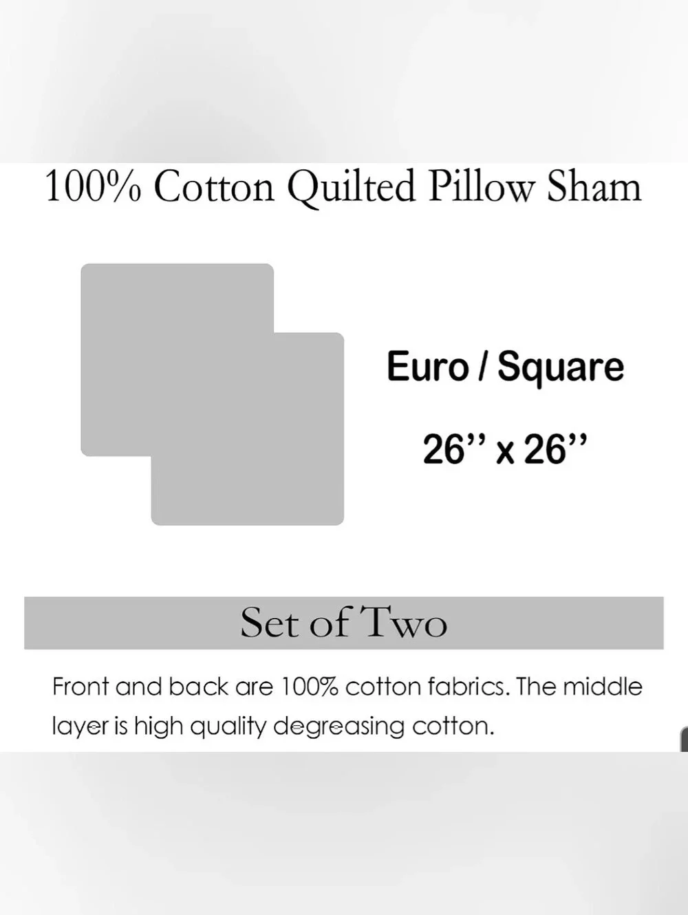All Cotton Luxury Quilted Pillow Shams in Light Aqua 26 X 26 Set Of 2